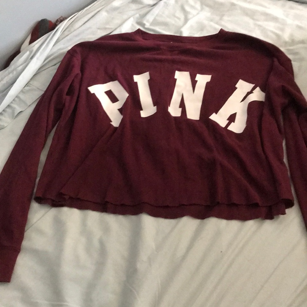 Pink VS Cropped Long Sleeve Thermal